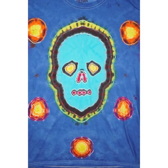 Handmade Tie-Dye Skull Shirt – Size M – Gildan 100% Cotton – Psychedelic Art Tee - Picture 3 of 6